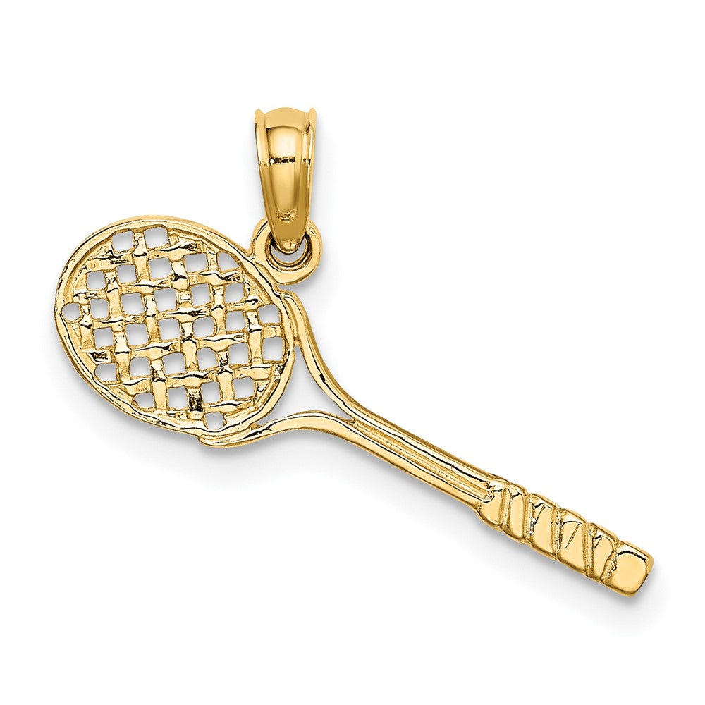 10K Yellow Gold 10K Solid Polished 3-D Tennis Racquet Charm