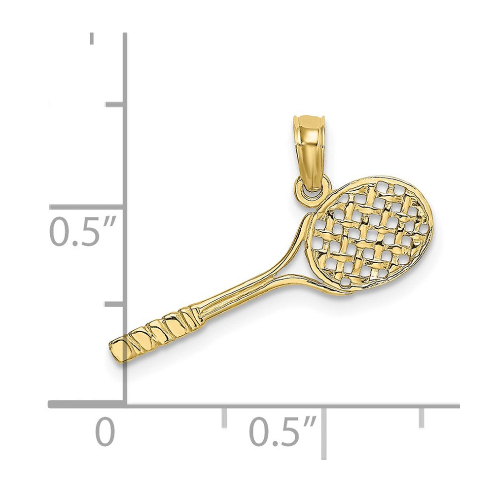 10K Yellow Gold 10K Solid Polished 3-D Tennis Racquet Charm
