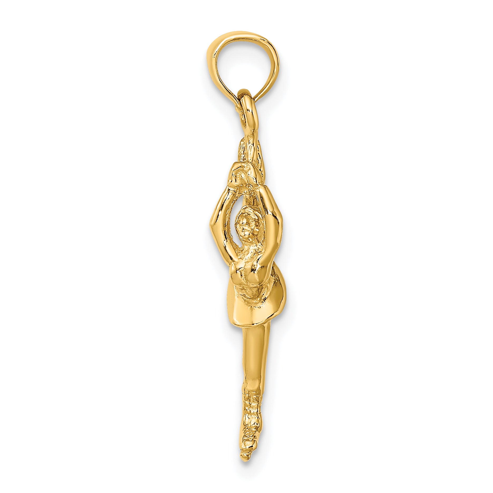 10K Yellow Gold 10K Solid Polished 3-D Figure Skater Charm