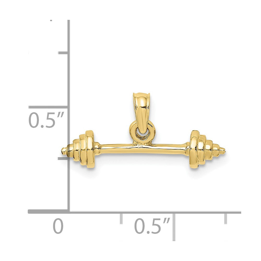 10K Yellow Gold 10K Solid Polished 3-D Dumbbell Charm