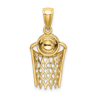 10K Yellow Gold 10K Polished Basketball And Net Charm