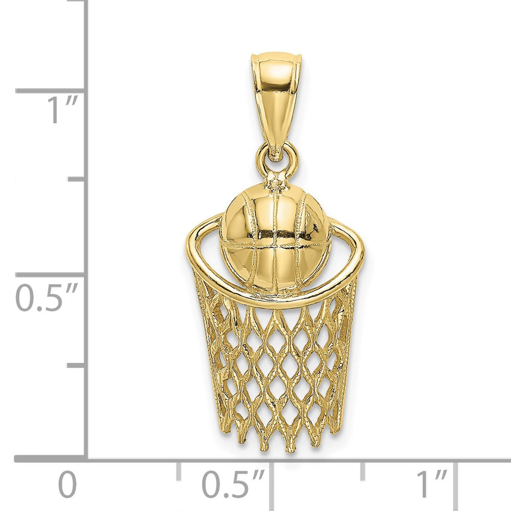 10K Yellow Gold 10K Polished Basketball And Net Charm