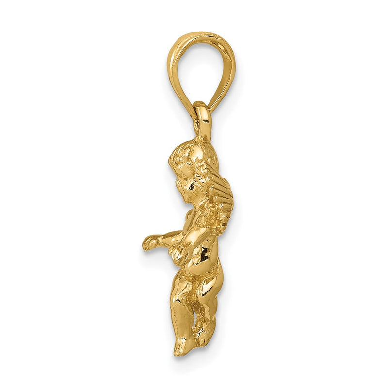 CUSTOM ORDER (3 diamonds on each wing )10K Yellow Gold 3D Polished Solid Angel Pendant (Copy)