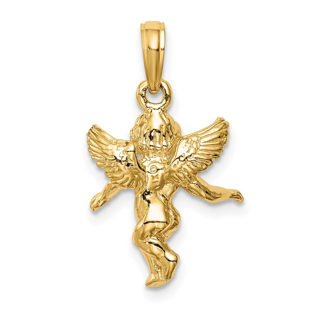 CUSTOM ORDER (3 diamonds on each wing )10K Yellow Gold 3D Polished Solid Angel Pendant (Copy)