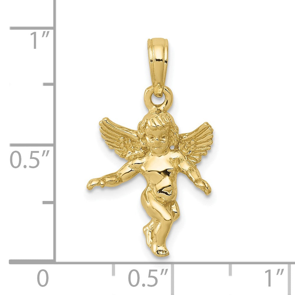 CUSTOM ORDER (3 diamonds on each wing )10K Yellow Gold 3D Polished Solid Angel Pendant (Copy)