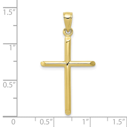 10K Yellow Gold Tubular Cross Pendant