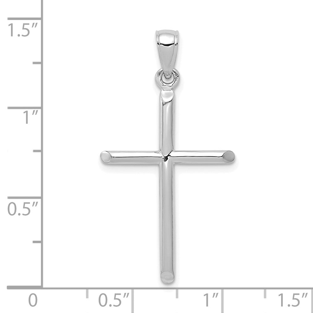 10K White Gold Tubular Cross Pendant