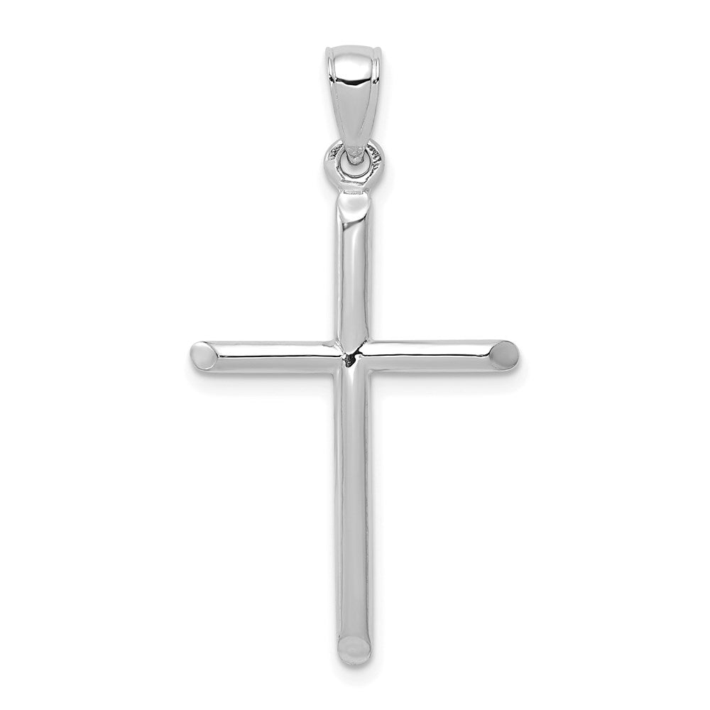 10K White Gold Tubular Cross Pendant