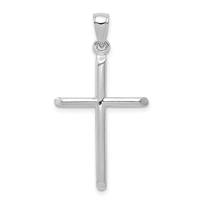 10K White Gold Tubular Cross Pendant