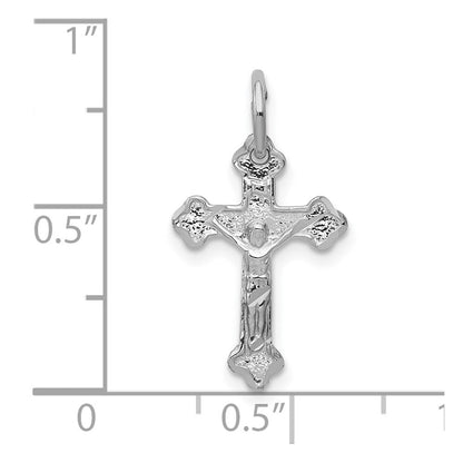 10K White Gold Diamond-Cut Crucifix Charm