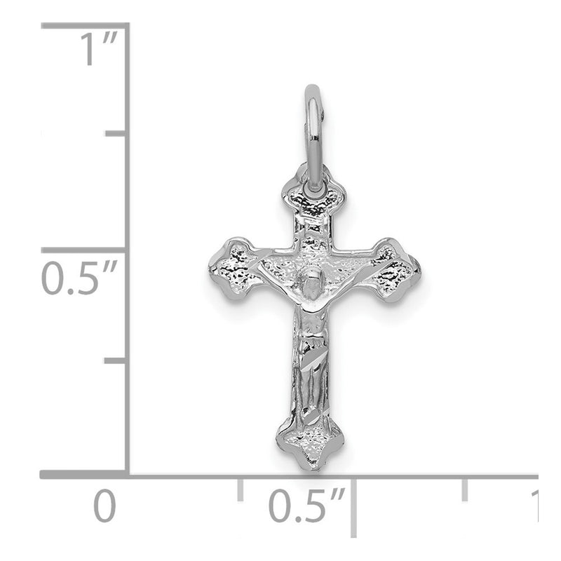 10K White Gold Diamond-Cut Crucifix Charm