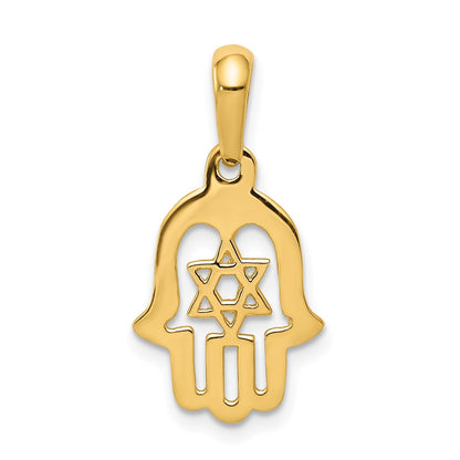 10K Yellow Gold Star Of David Chamseh Pendant