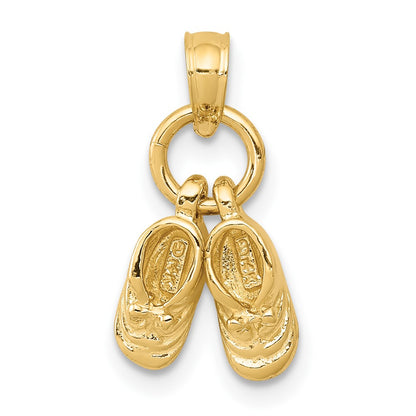 10K Yellow Gold 3D Moveable Baby Shoes Charm