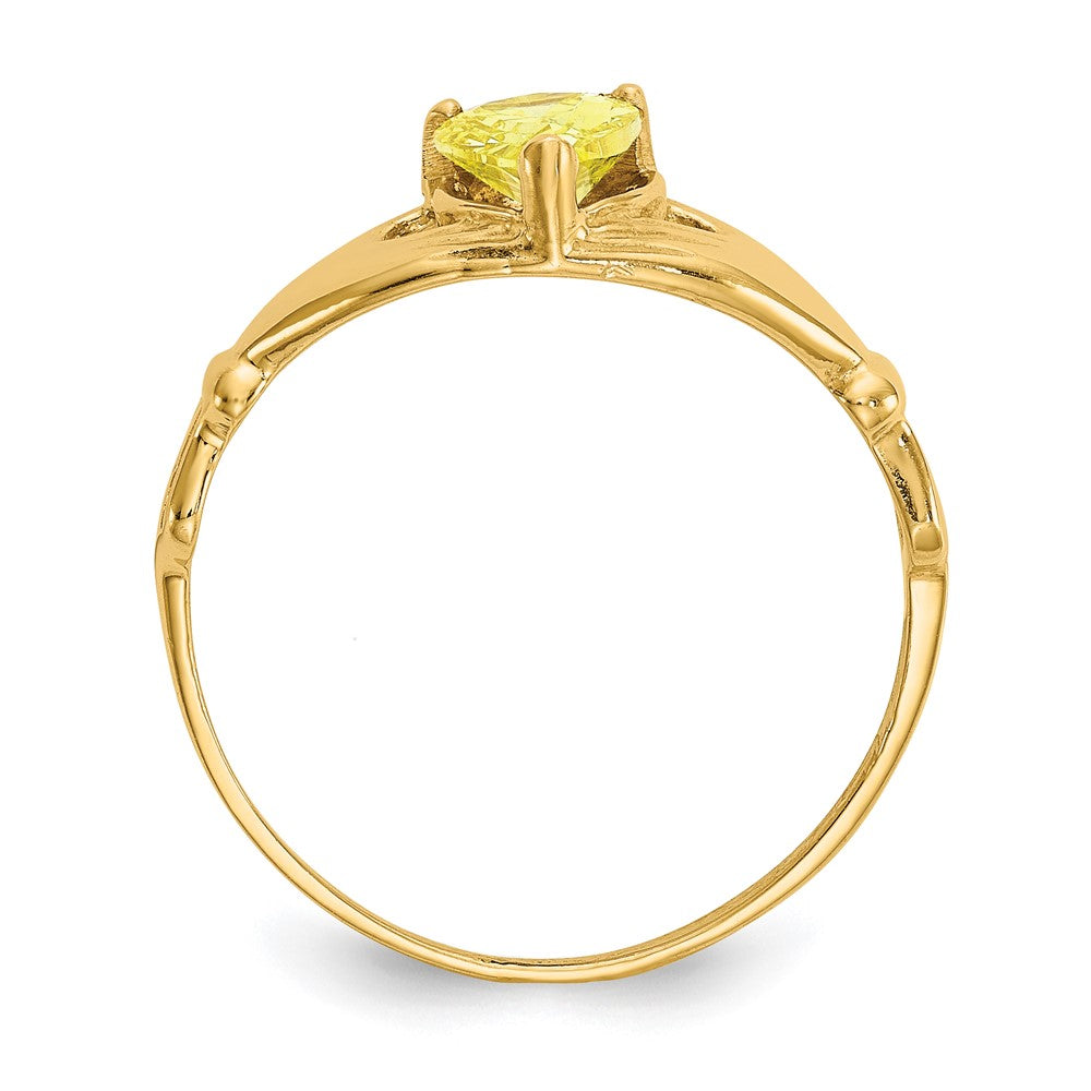 10K Yellow Gold Cz November Birthstone Claddagh Heart Ring