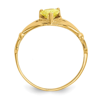 10K Yellow Gold Cz November Birthstone Claddagh Heart Ring