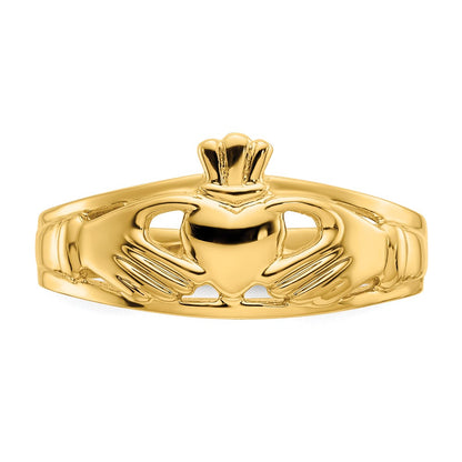 10K Yellow Gold Polished Ladies Claddagh Ring