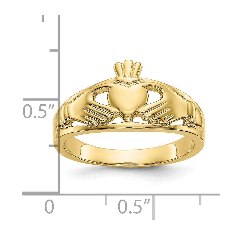10K Yellow Gold Polished Ladies Claddagh Ring