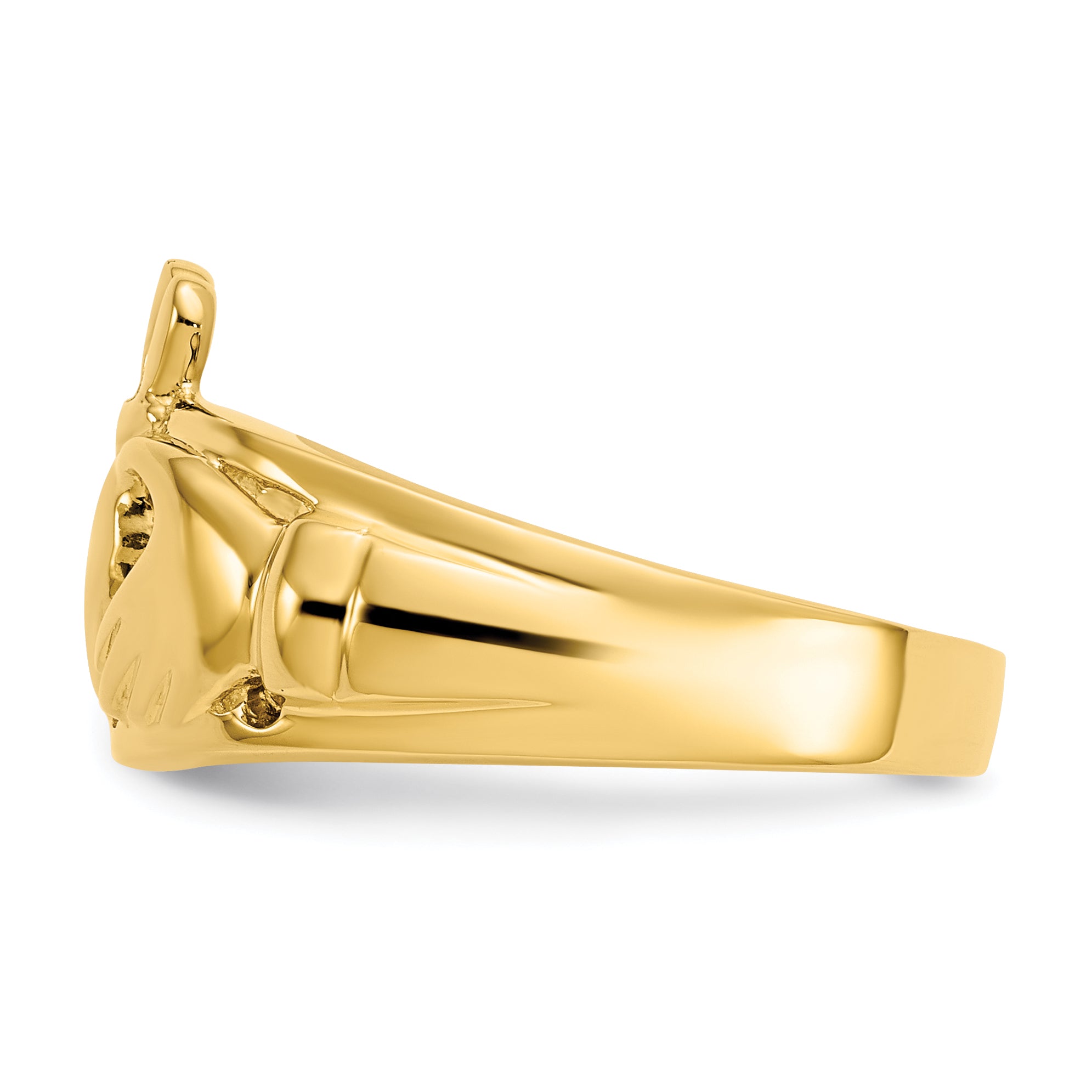 10K Yellow Gold Polished Men'S Claddagh Ring