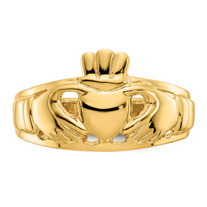 10K Yellow Gold Polished Men'S Claddagh Ring