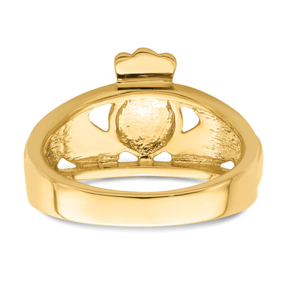 10K Yellow Gold Polished Men'S Claddagh Ring