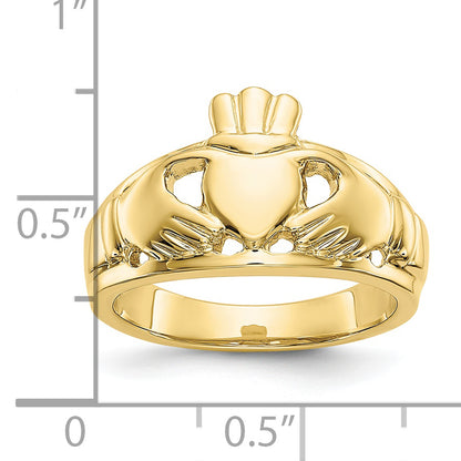 10K Yellow Gold Polished Men'S Claddagh Ring