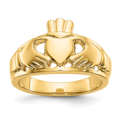 10K Yellow Gold Polished Men'S Claddagh Ring