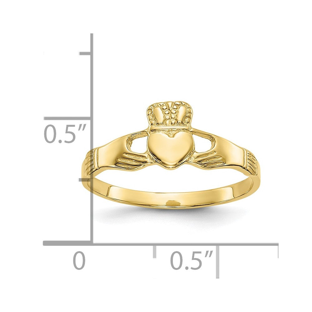 10K Yellow Gold Polished Ladies Claddagh Ring