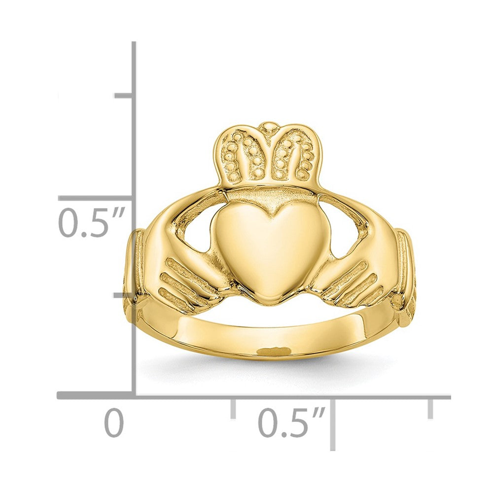 10K Yellow Gold Polished Ladie'S Claddagh Ring