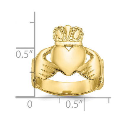 10K Yellow Gold Polished Ladies Claddagh Ring
