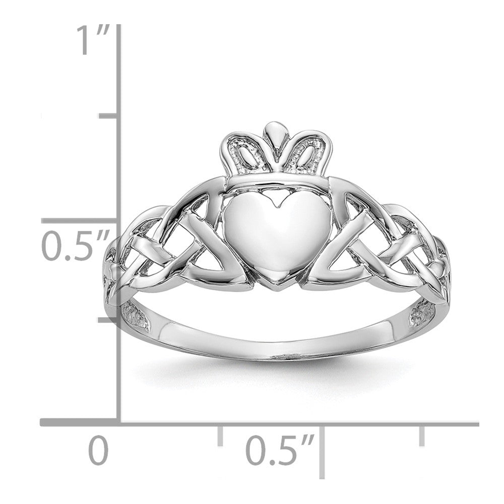 10K White Gold Mens Claddagh Ring