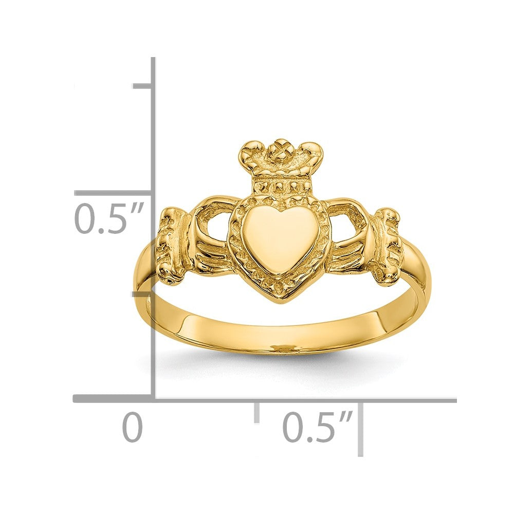 10K Yellow Gold 10K Polished Ladies Claddagh Ring