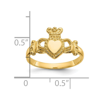 10K Yellow Gold 10K Polished Ladies Claddagh Ring