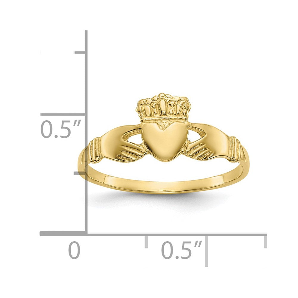 10K Yellow Gold Polished Ladies Claddagh Ring