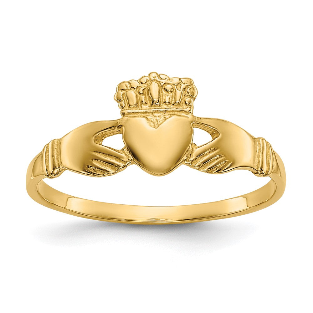 10K Yellow Gold Polished Ladies Claddagh Ring