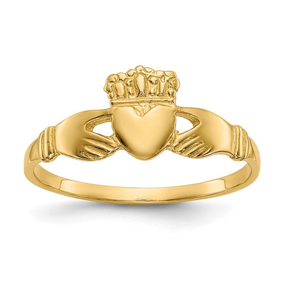 10K Yellow Gold Polished Ladies Claddagh Ring