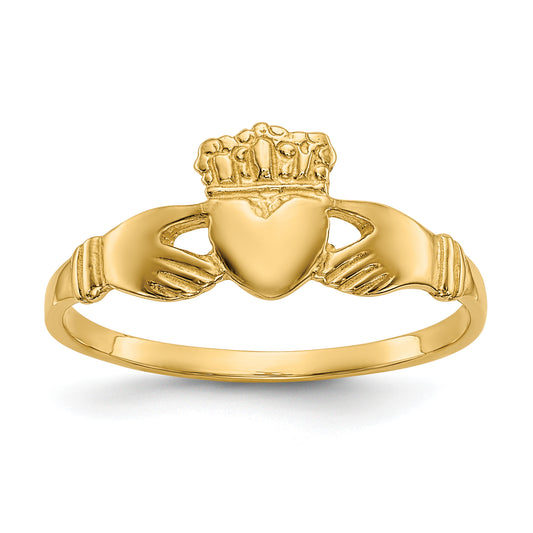 10K Yellow Gold Polished Ladies Claddagh Ring