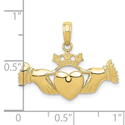 10K Yellow Gold Polished Claddagh Pendant