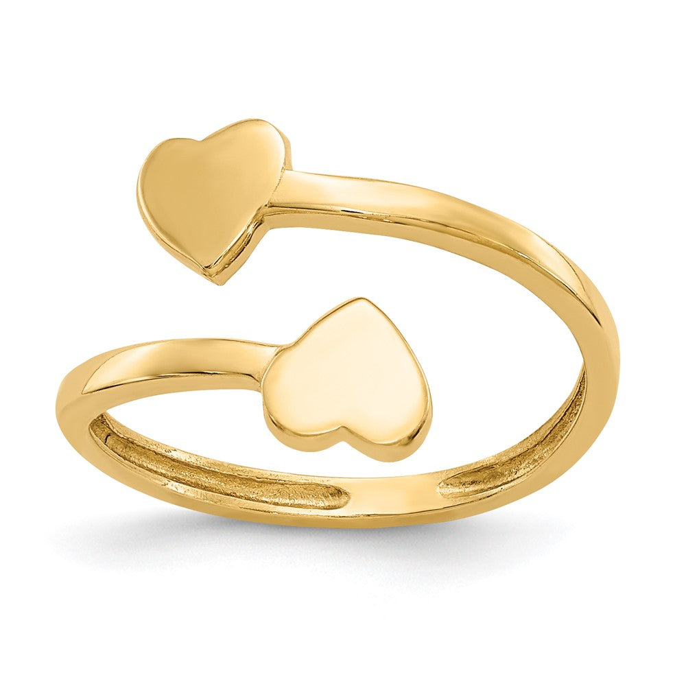 10K Yellow Gold 10K Double Heart Toe Ring