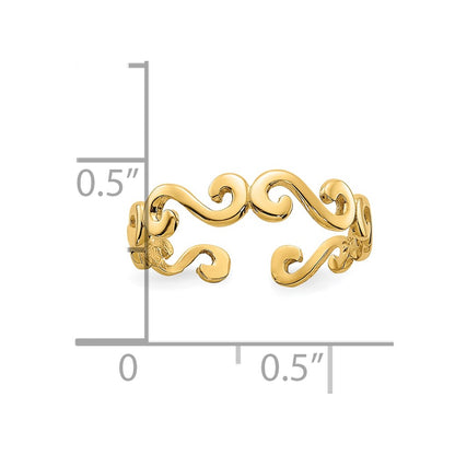 10K Yellow Gold Swirl Toe Ring