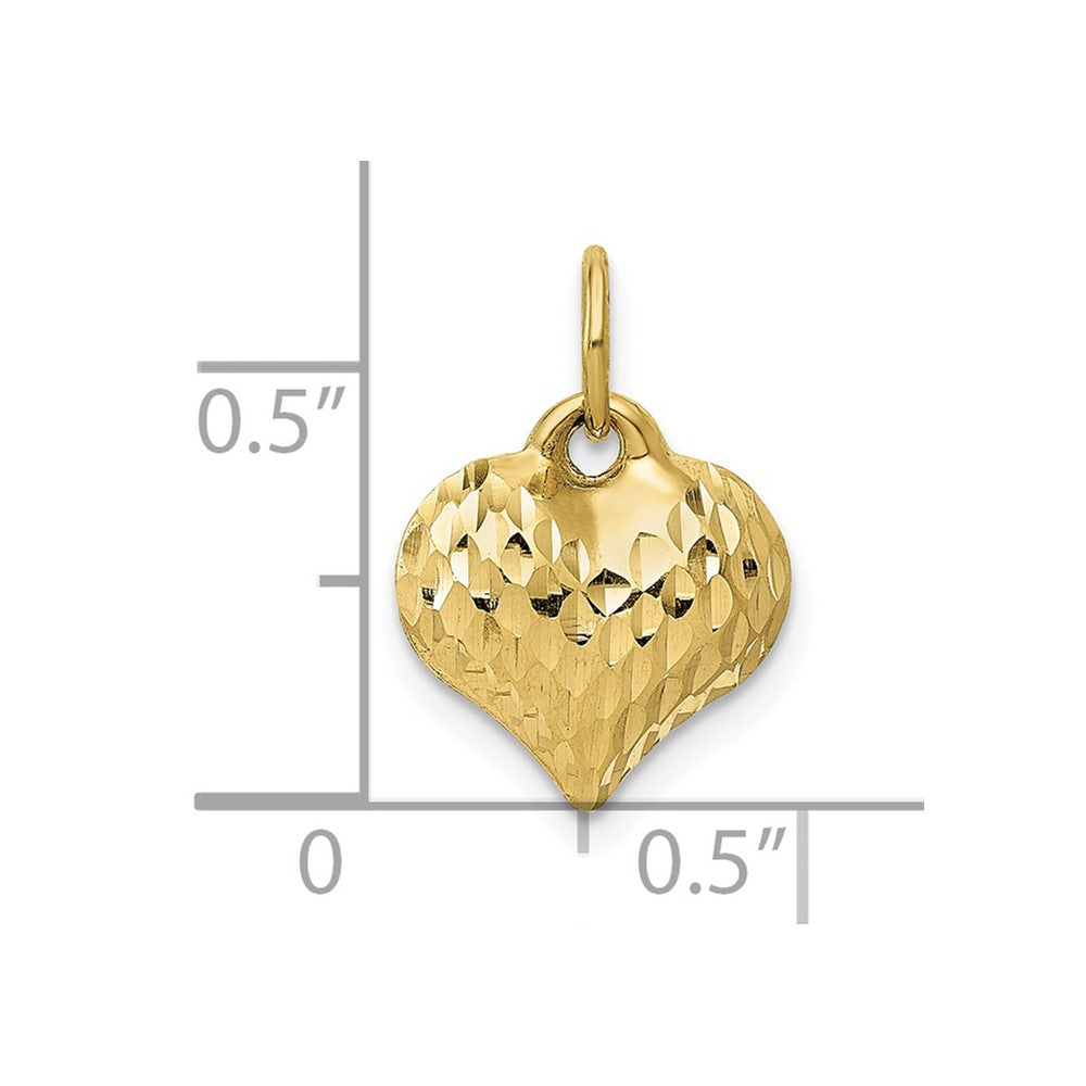 10K Yellow Gold 10K Polished & Textured 3-D Heart Pendant