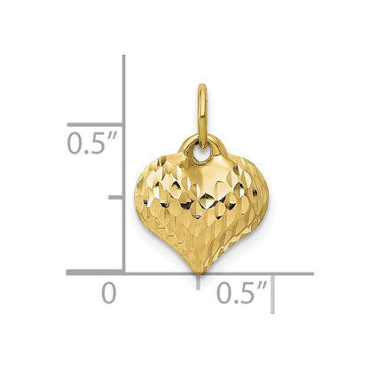 10K Yellow Gold 10K Polished & Textured 3-D Heart Pendant