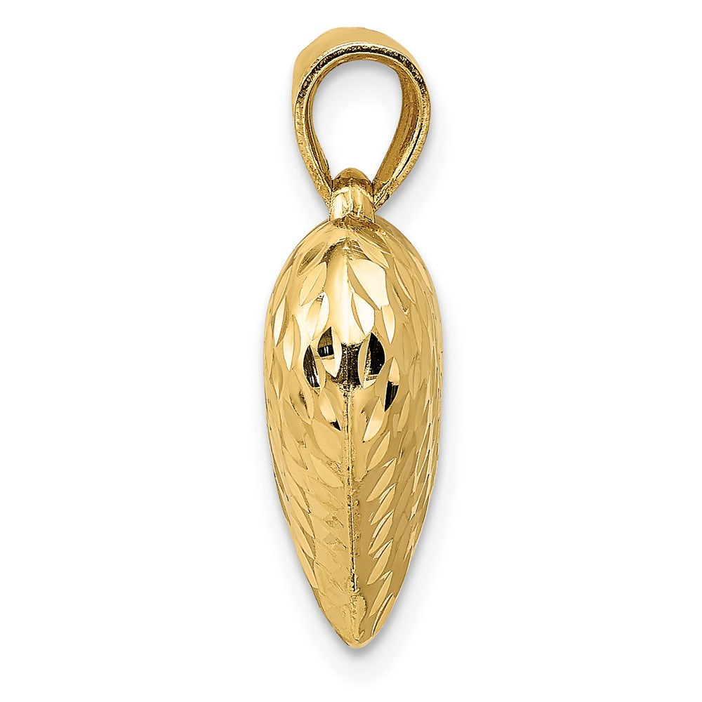 10K Yellow Gold 10K Polished & Textured 3-D Heart Pendant