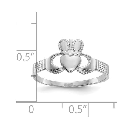 10K White Gold Ladies Claddagh Ring
