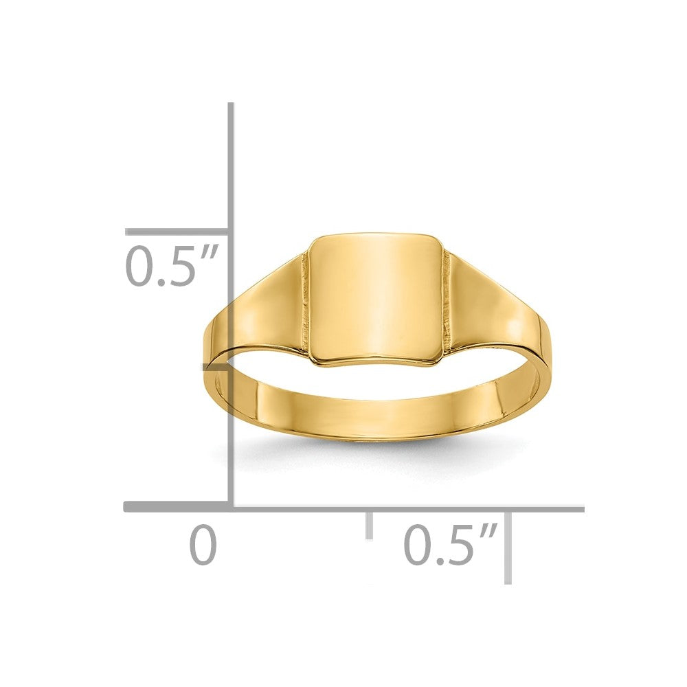 10K Yellow Gold Polished Square Child'S Signet Ring