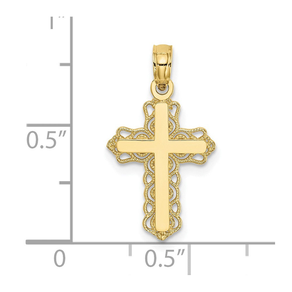 10K Yellow Gold Budded Cross Charm