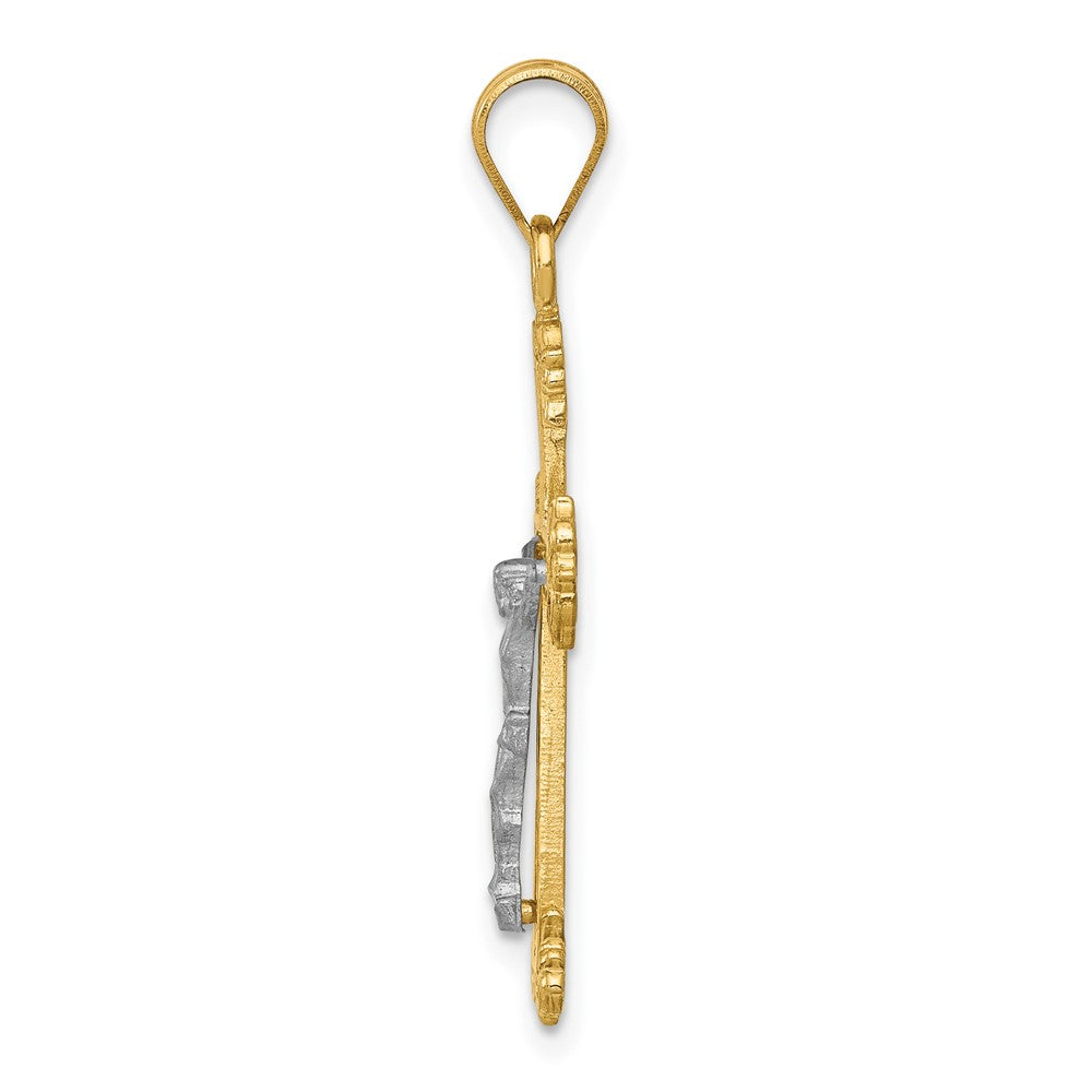 10K Two-Tone 10K Diamond-Cut Crucifix Pendant