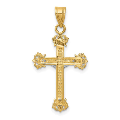 10K Two-Tone 10K Diamond-Cut Crucifix Pendant