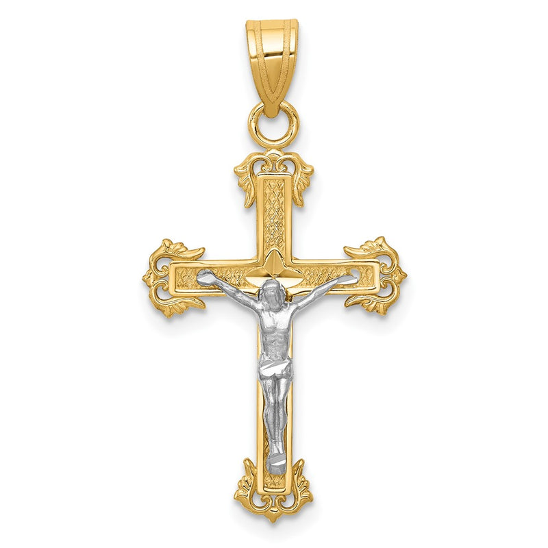 10K Two-Tone 10K Diamond-Cut Crucifix Pendant