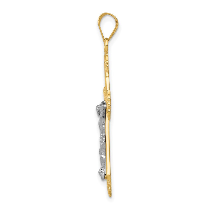 10K Two-Tone 10K Diamond-Cut Crucifix Pendant