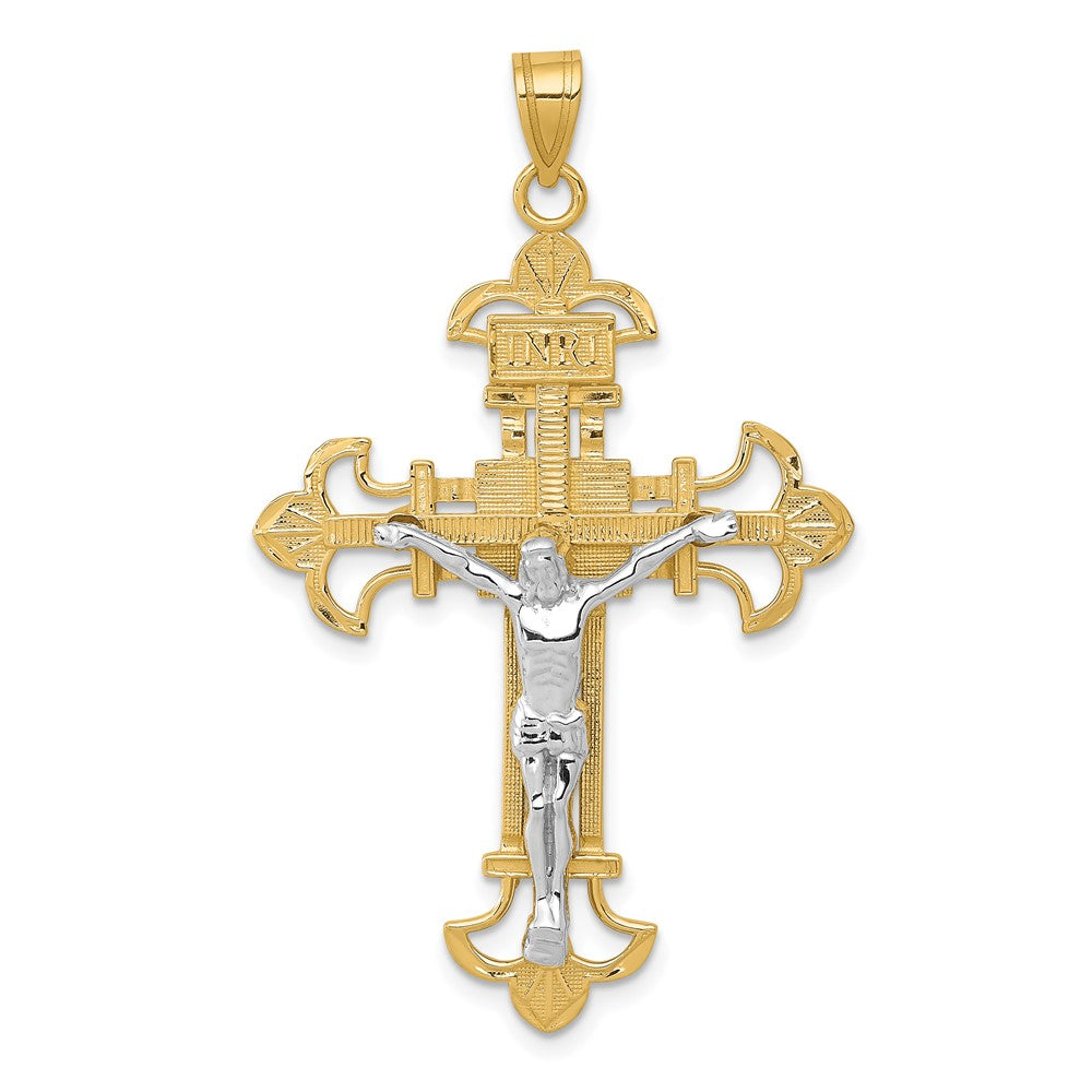 10K Two-Tone 10K Inri Crucifix Pendant